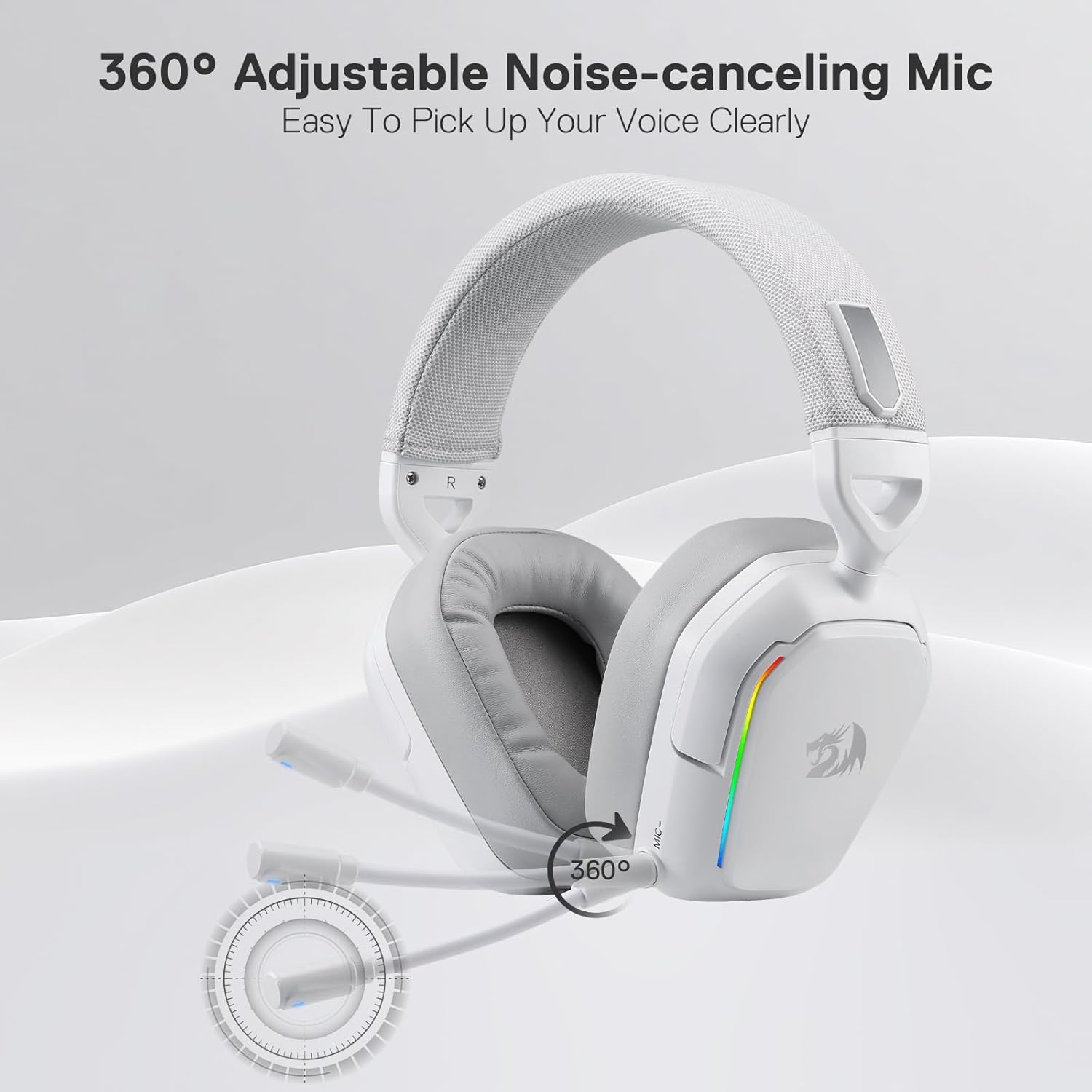 Redragon MIRA H868 RGB Wireless Gaming Headset – White Redragon MIRA H868 RGB Wireless Gaming Headset – White